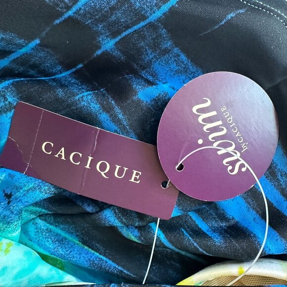 NEW Cacique Womens 38DD Tankini Swim Top Multicolor Ocean Print - Picture 8 of 10